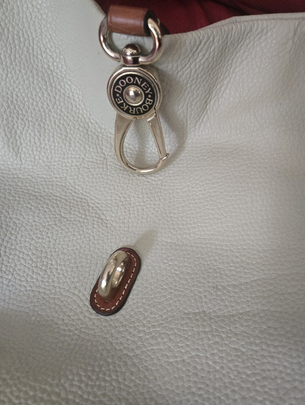 Dooney & Bourke Cream Leather Shoulder Bag with Brown Trim - Picture 2 of 7
